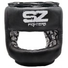 SZ Fighters - Боксова каска (Естествена кожа) с метален протектор на брадата
